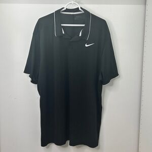 Nike Golf Dri-FIT Polo Shirt Mens 3XL Black White Swoosh Standard Fit